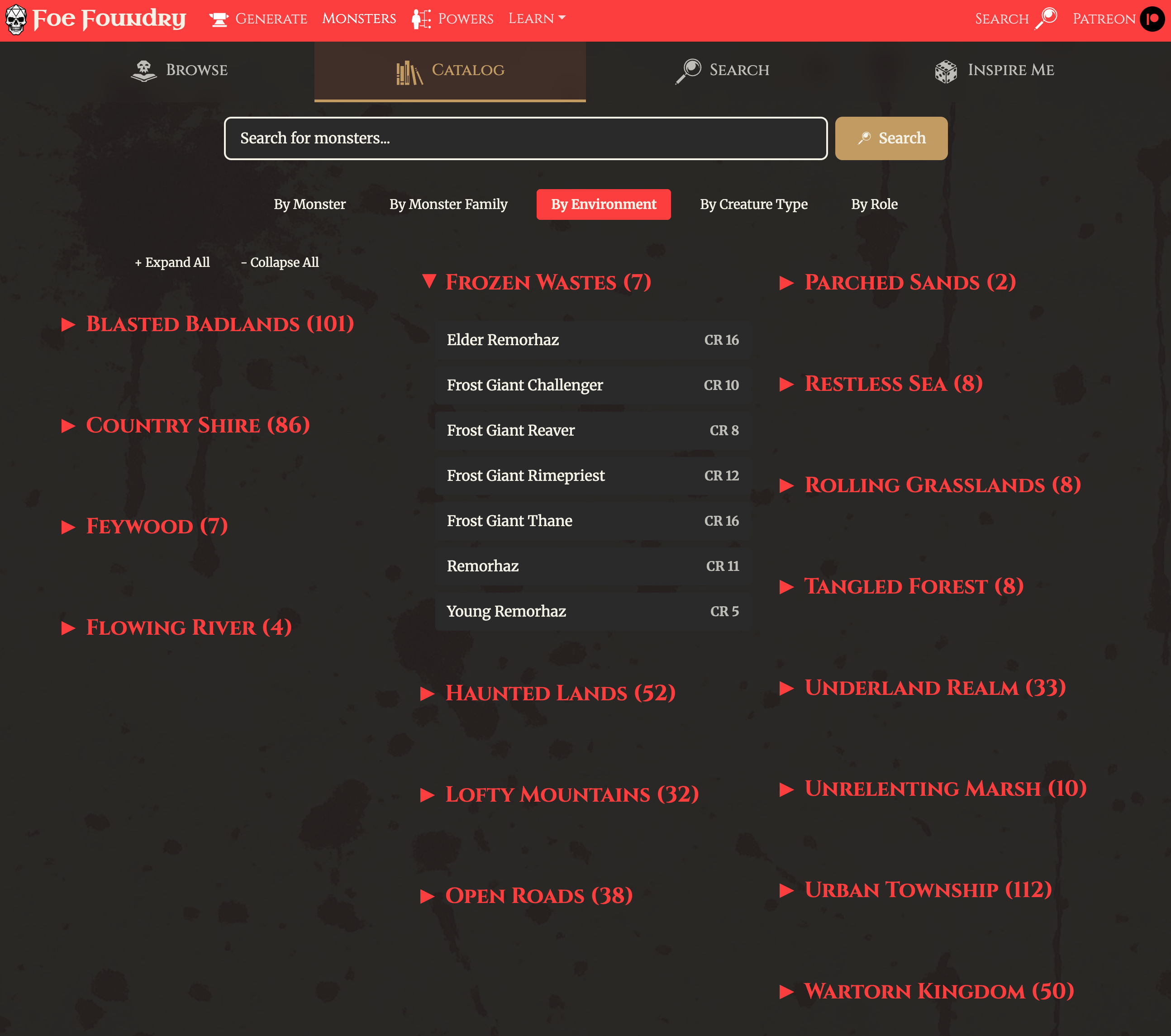 Environments in the Catalog