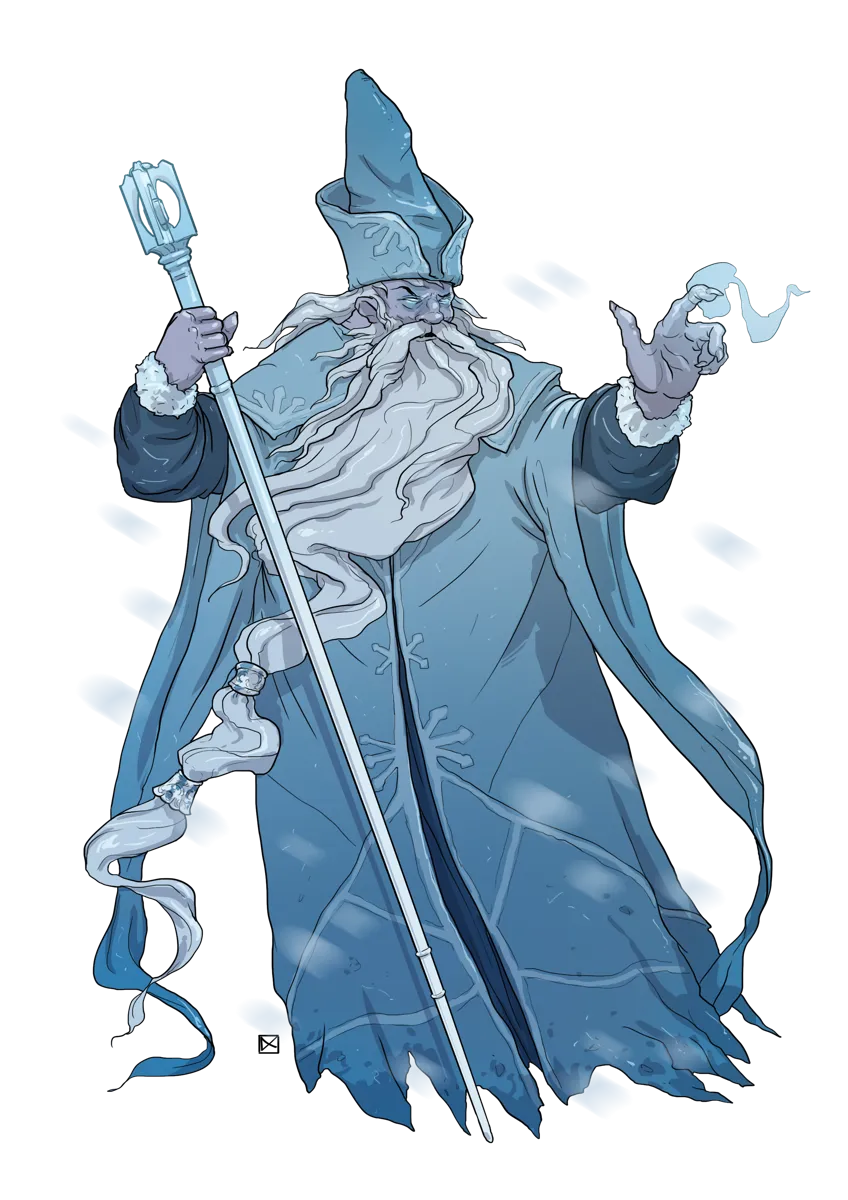 A Cryomancer prepares an icy blast