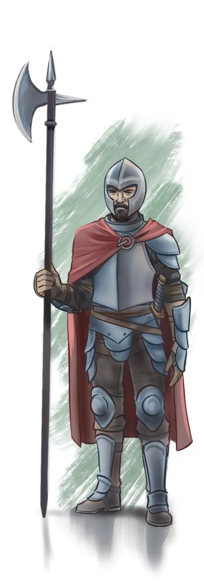 City watch guard standing vigilant, perfect for urban 5E RPG encounters and stealth complications.
