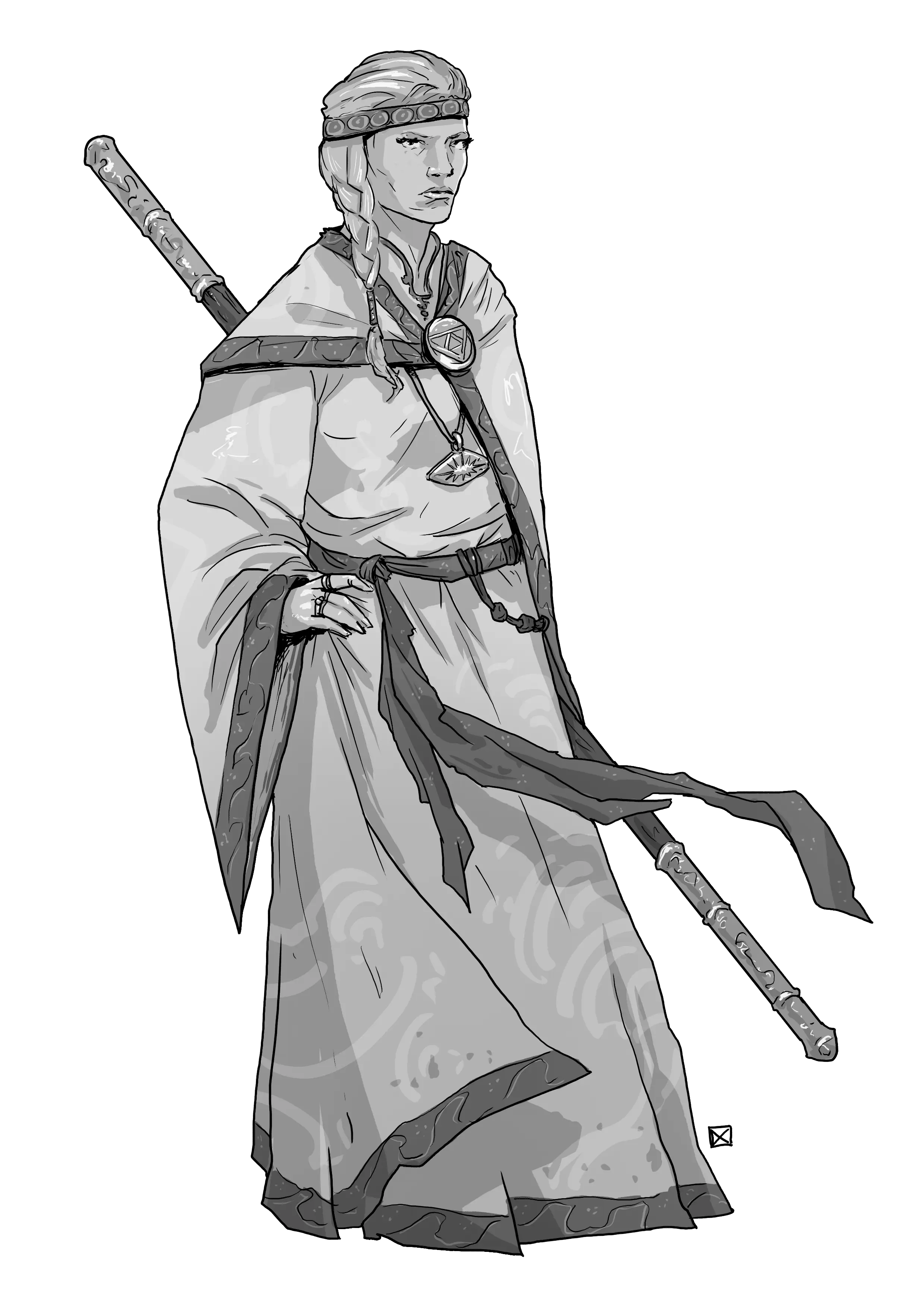 Devout priest preparing a ritual in a sacred temple