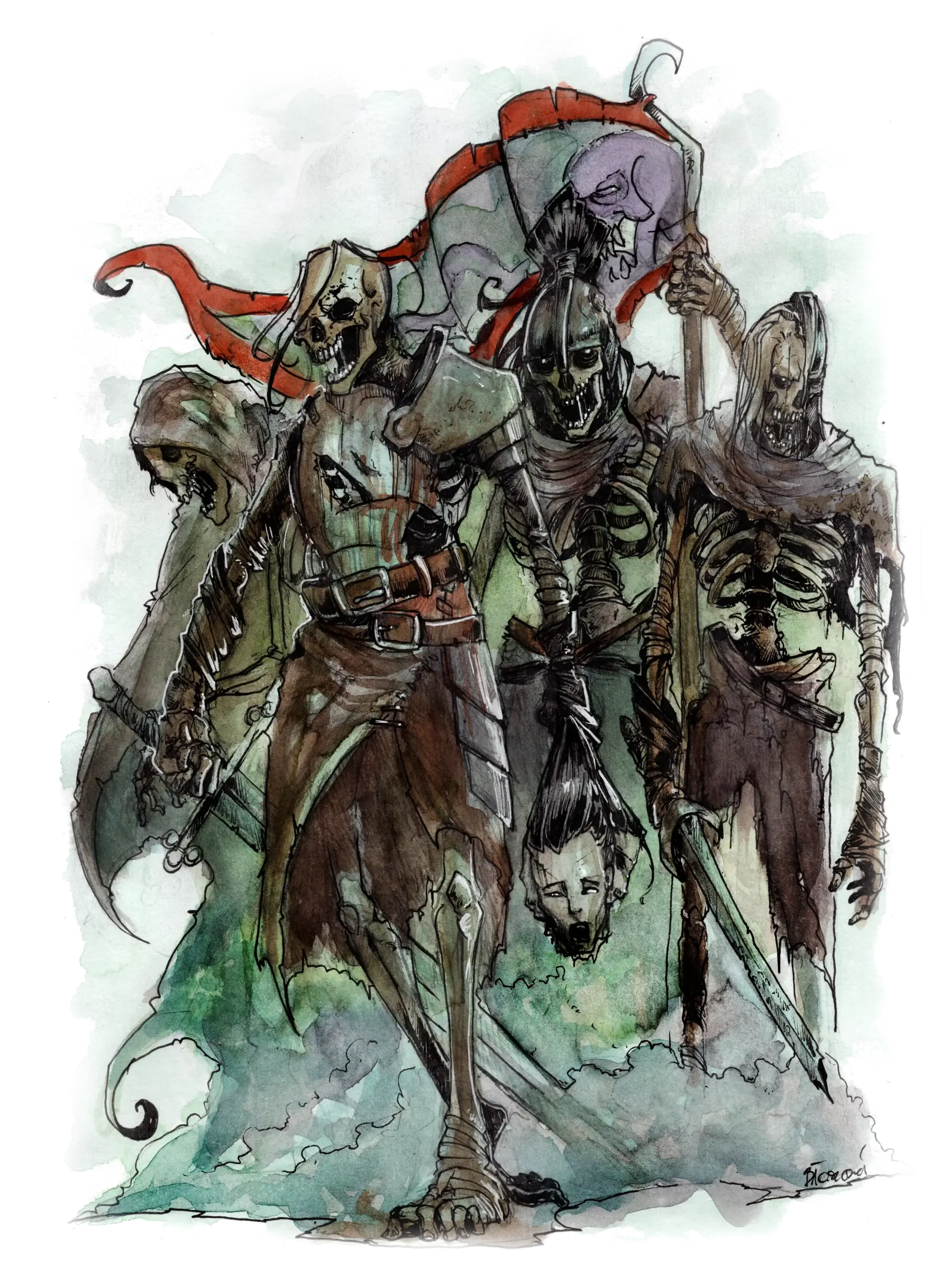 An animated Skeleton guards an ancient tomb, bones clattering silently